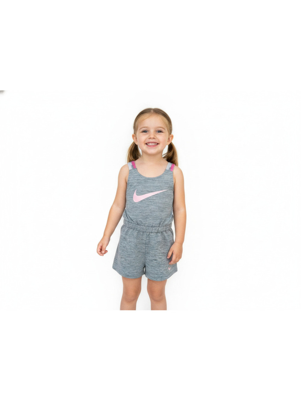 Nike Girls' XS 4T Grey and Pink Athletic Romper Jumpsuit Athleisure Activewear